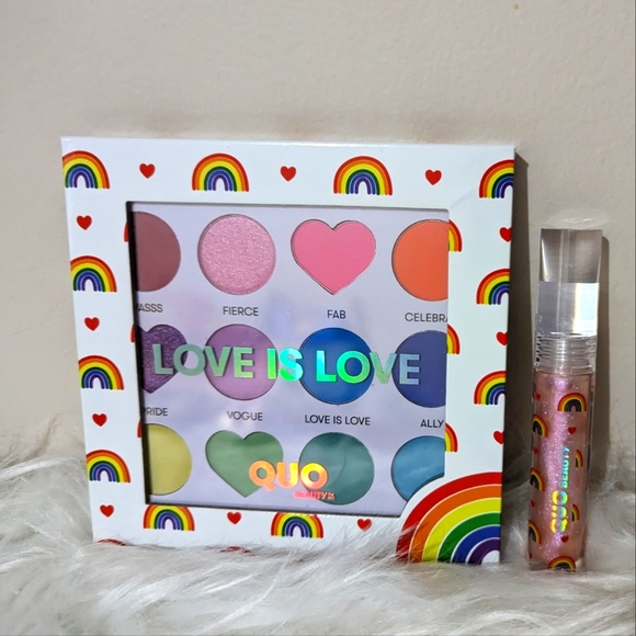 Quo Beauty Makeup Quo Beauty Rainbow Eye Shadow Palette Lip Gloss Pride Limited Edition